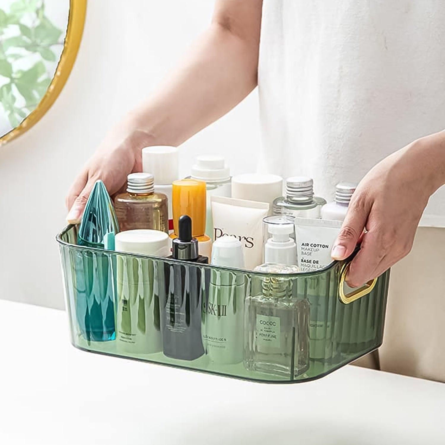 Premium Ribbed Transparent Storage Basket with Gold Handle – Multipurpose Kitchen & Home Organizer Box (25x14cm / 4 Pc) Premium Ribbed Transparent Storage Basket with Gold Handle – Multipurpose Kitchen & Home Organizer Box (25x14cm / 4 Pc)